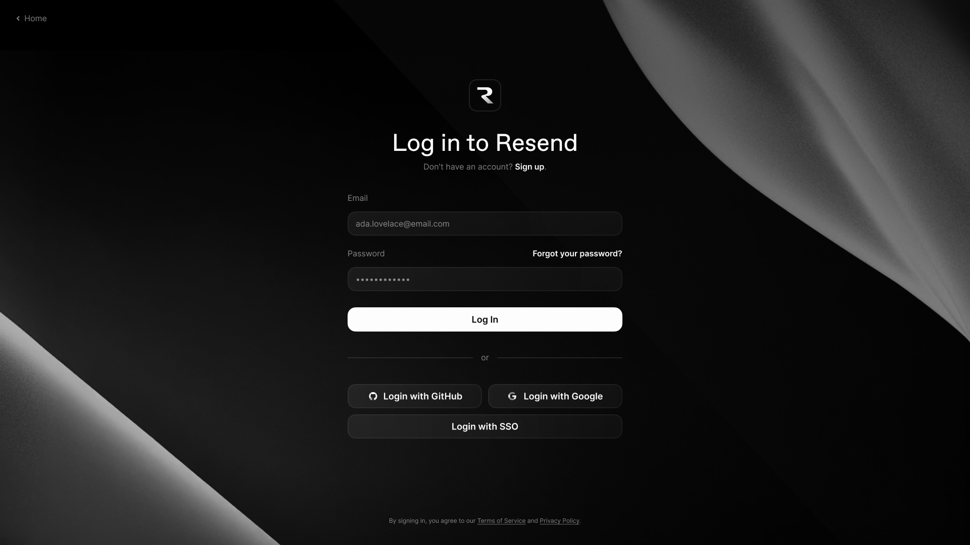 New authentication page